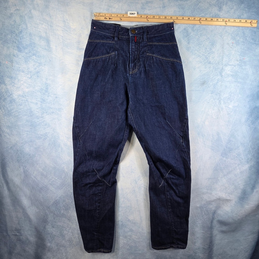 High Use Women Dark Wash Tapered Denim Jeans Made in Italy Size 26 High Waist